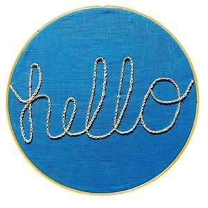 Embroidered Hello Handmade Hoop Decor Sewing Fabric